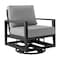 Armen Living Grand Black Aluminum Outdoor Swivel Glider Chair with Dark Gray Cushions 840254332737 - alternate 1